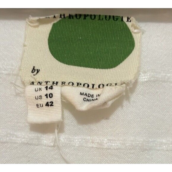 Anthropologie White Flowy Lightweight Blouse Size 10. LTOP708 - Picture 4 of 4